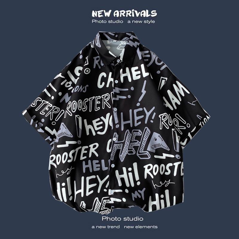 Летняя корейская ретро-цветочная свободная рубашка для пары - модный мужской топ с коротким рукавом