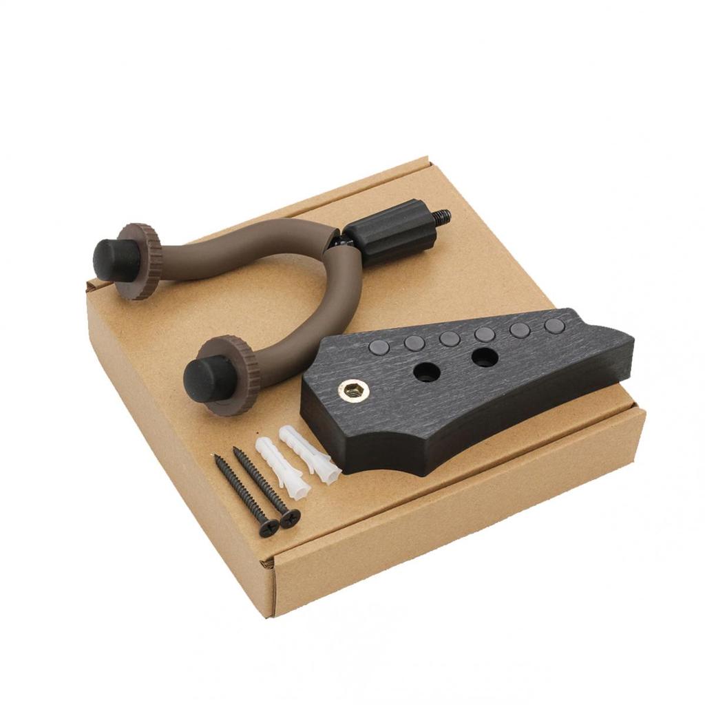 1PC ABS Brown Guitar Stand Wall Mount Guitar Hanger Hook Adjustable Holder Guitar Shape Imitation of Ebony For String Instruments Storage Exhibition