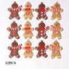 12Pcs/Set Christmas Gingerbread Man Ornaments for Home New Year Gift Christmas Tree Hanging Decorations Pendants