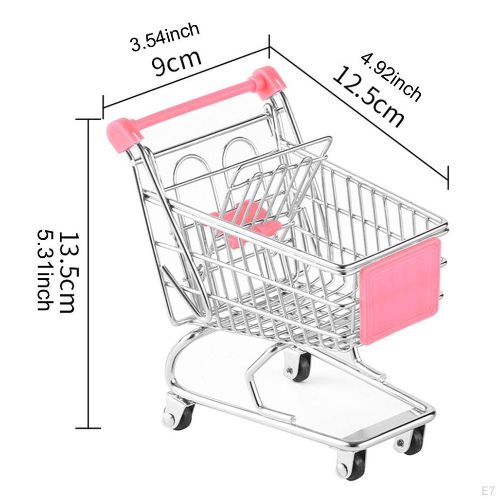 Kids Mini Shopping Cart for Role Play, Supermarket Handcart Toy, Storage Basket Children