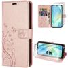 Case for Samsung Galaxy A16 4G/5G - BOOLING - Anti-Scratch Synthetic Leather Floral Embossed Pink - 2 Tempered Glasses