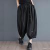 Black Plus Size Vintage High Waist Casual Loose Spring Summer Wide Leg Pants Women Trousers