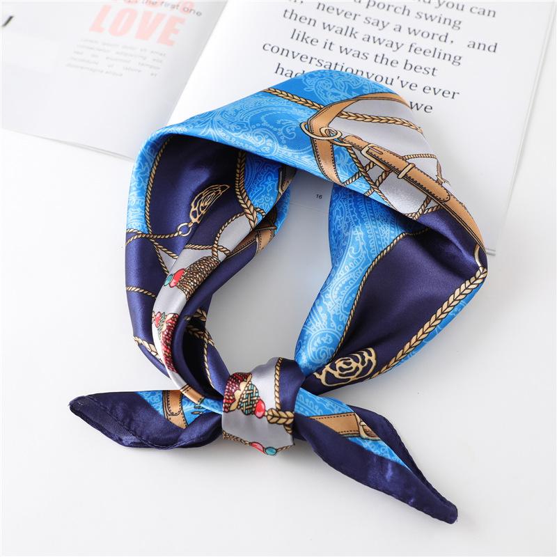 60cm Women'S New Versatile Simulated Silk Neck Protection Sunscreen Small Square Scarf Professional Scarf Headscarf