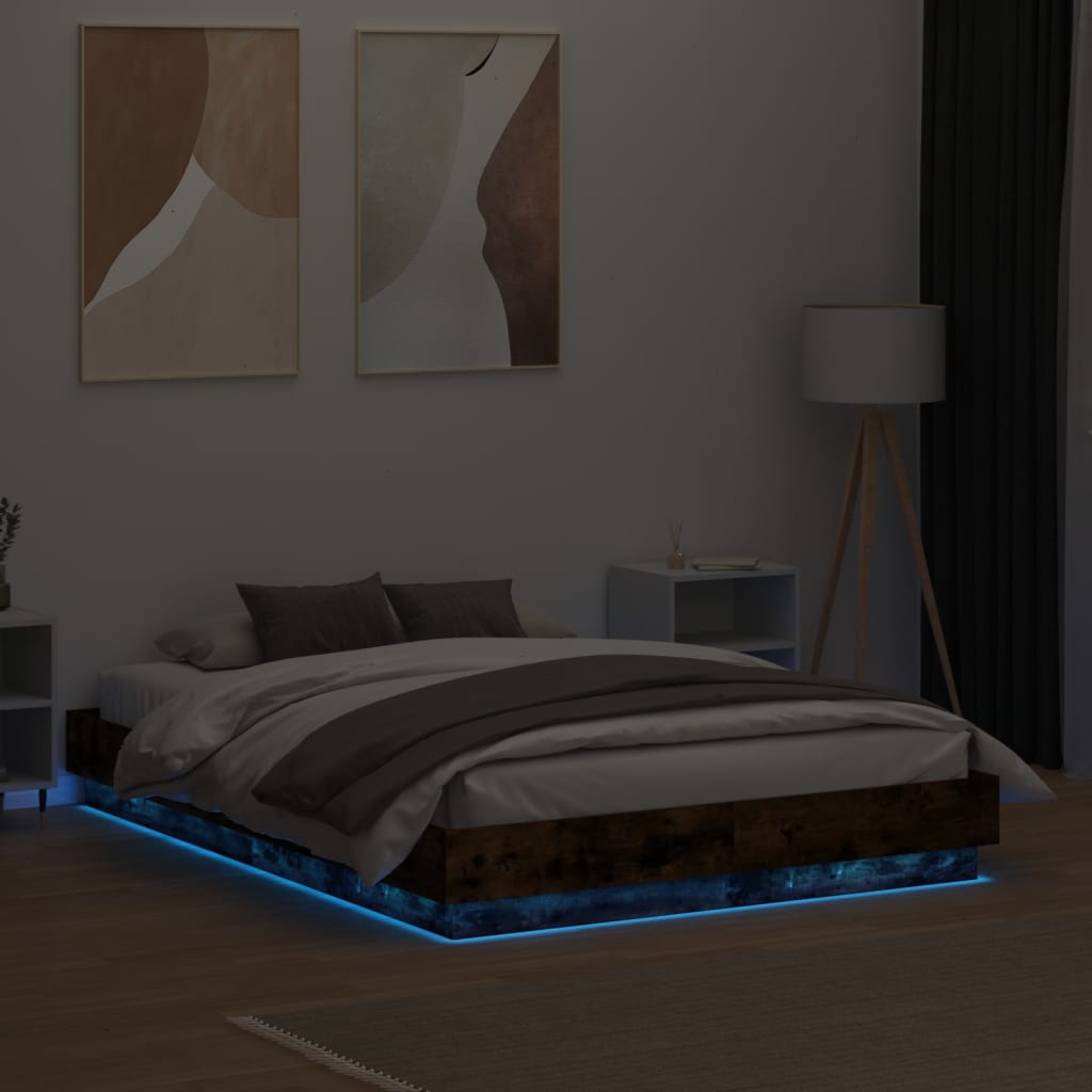 LED Bed Frame in Smoked Oak 120 x 190 cm