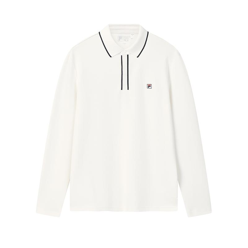 Fila Heritage Elite Классический Простой Модный Повседневный Удобный Универсальный Вязаный Лонгслив Поло Мужские топы Облако-Гриб-Белый F11M618206FWT