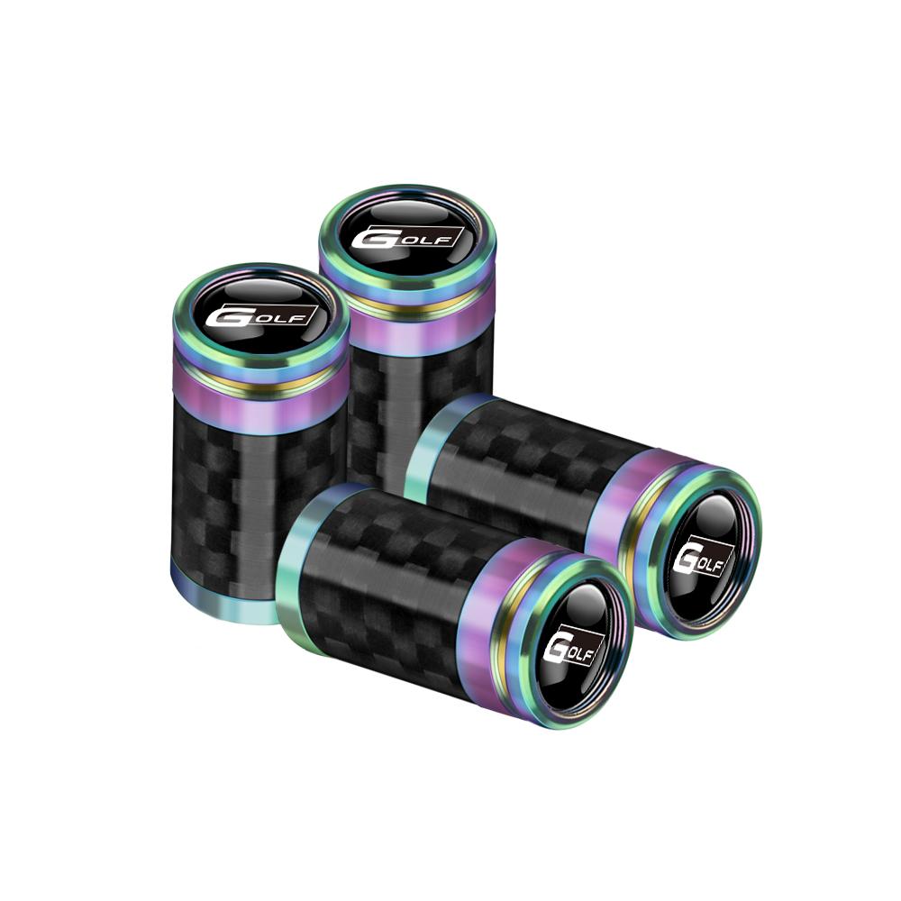 NRYJK1 4PCS Carbon Fiber Car Emblem Wheel Tire Valve Stem Cap Airtight Cover For Volkswagen Vw Tiguan Jetta Mk6 Scirocco GTI Polo 6R R