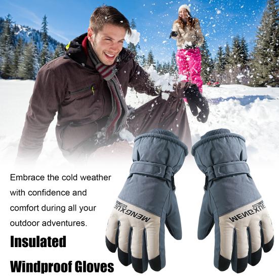 Зимние термоперчатки для мужчин и женщин, водонепроницаемые ветрозащитные перчатки для сенсорных экранов, теплые флисовые перчатки