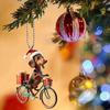 New Flat 2D Christmas Riding Gift Dog Pendant Car Rearview Mirror Decoration Backpack Pendant Christmas Tree Decoration Keychain Hanging Pendant