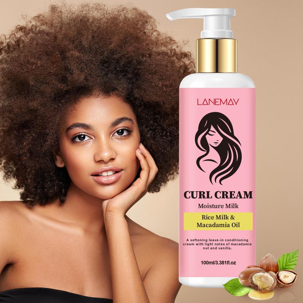 Curl Cream-Clean And Strengthen The Scalp-Smooths Styled Hair-Defines Natural Curl-Suitable For All Skin Types, 100ml