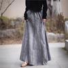 Women Vintage Skirts Elastic Waist Cloths Autumn Patchwork Casual Female Skirts