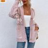 Women's Knitted Cardigan with Long Sleeves and Pockets with Snowflakes