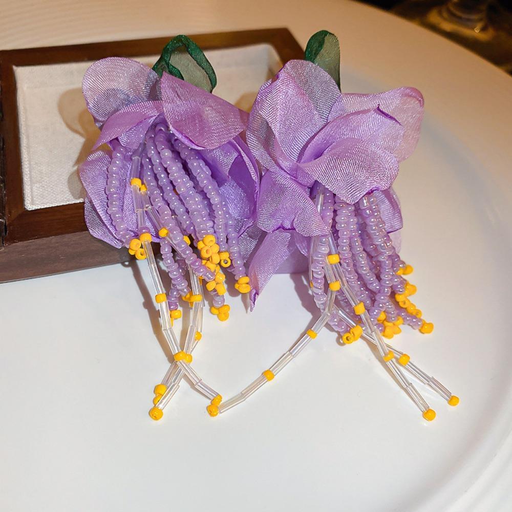 Серьги Серебряная Игла Жемчуг-бриллиант Фиолетовые Французский Ретро Нишевый Дизайн Серьги Легкая Роскошь Премиум Серьги