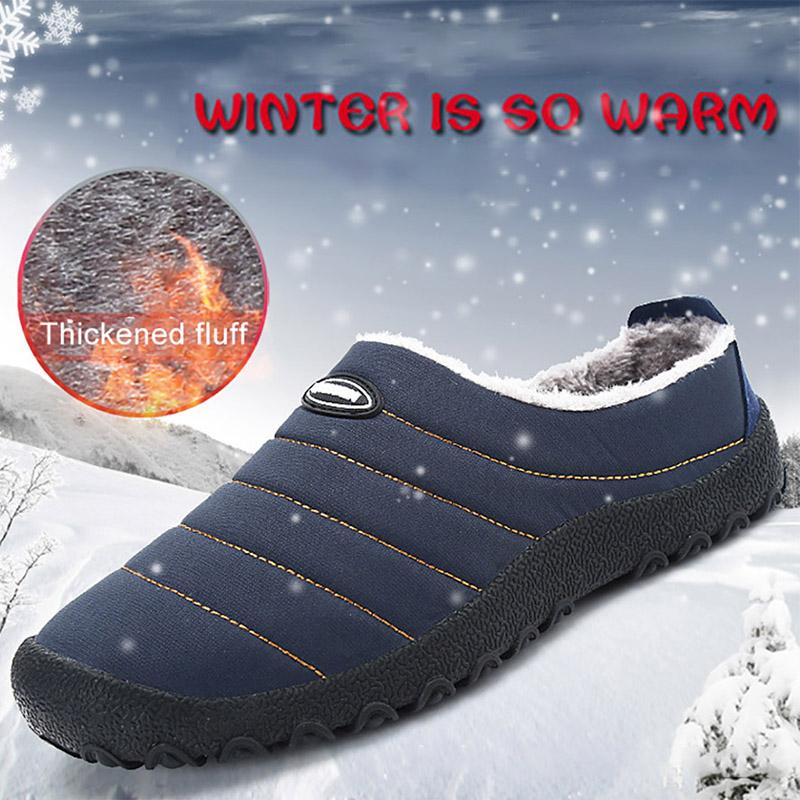 Indoor Outdoor Winter Slippers Men Waterproof Velvet Plush Room Slippers Women Fashion Warm Bedroom Slides For Cold Weather