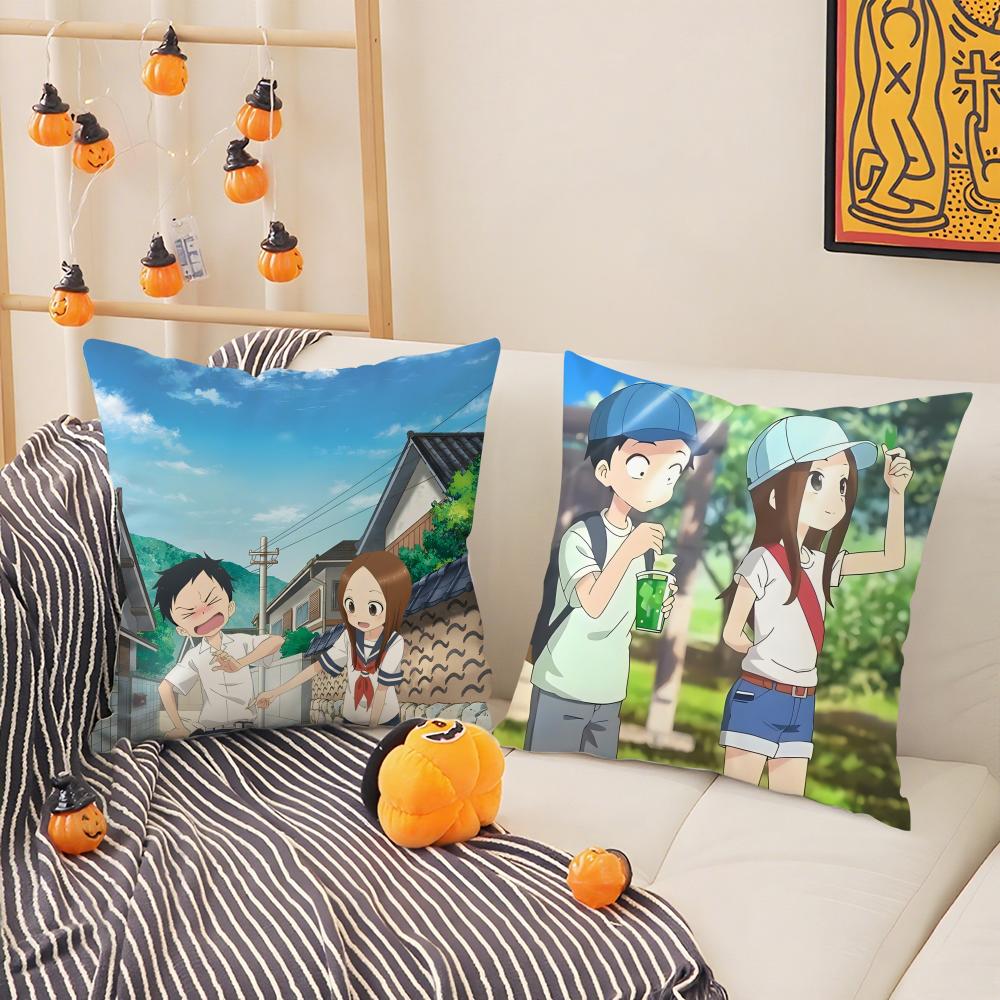 Мультяшная наволочка Takagi-San Nishikata-N, шелковистый короткий плюш, с потайной молнией, пылезащитная наволочка на подушку для дивана, для домашнего декора