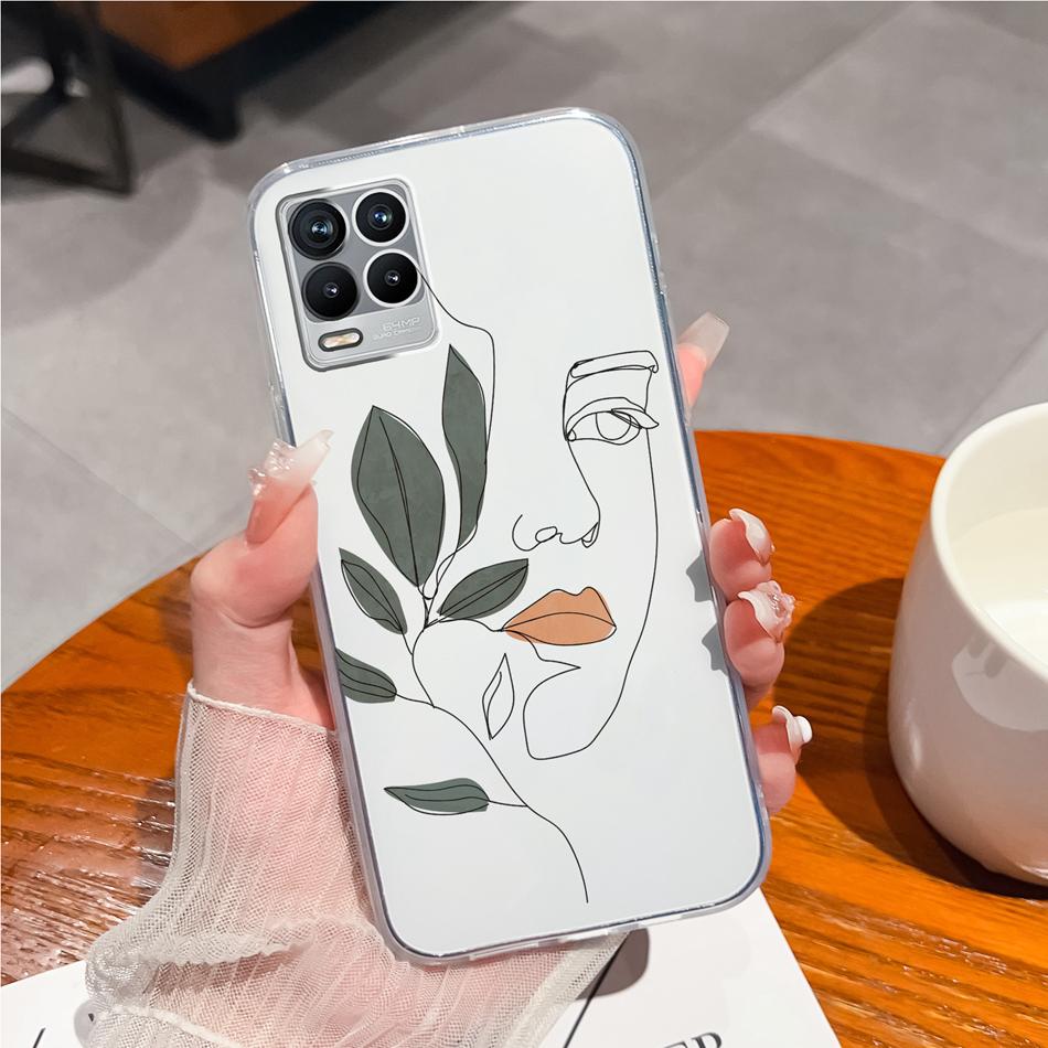 Чехол для телефона Realme 8 Pro Креативная акварельная живопись Мягкий ТПУ Прозрачный Силикон Защита от падения Задняя крышка Для Realme8 4G 5G 8Pro Funda Capa