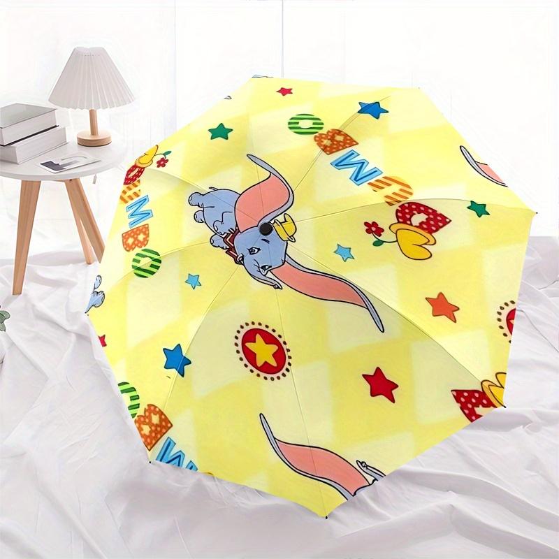Dumbo,Elephant,Circus Theme Automatic Compact Folding Cute Umbrella - Portable and Durable, 8-Bone Iron Umbrella for All Weather0707071