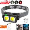 Powerful LED Sensor Headlamp Portable Type-C Rechargeable COB Headlights Built-in Battery Head Flashlight for Fishing Camping