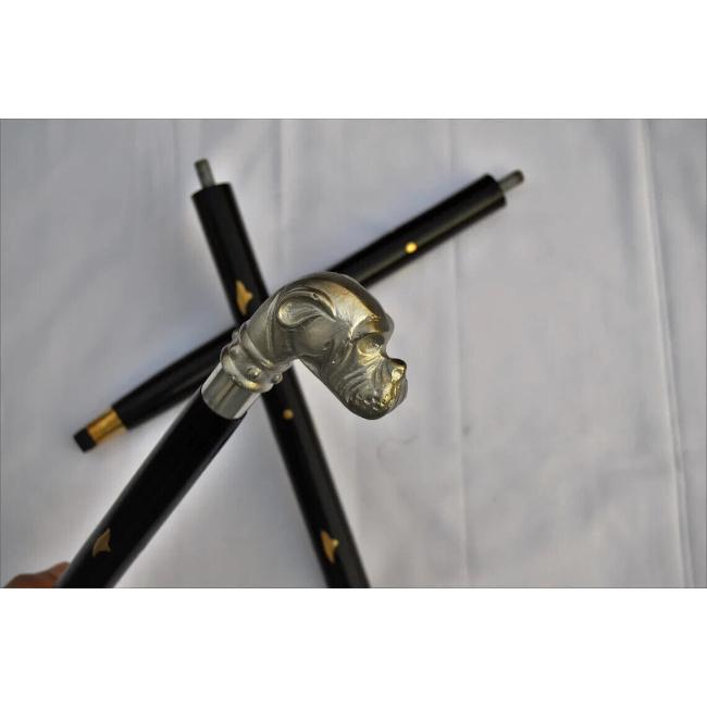 Деревянная трость Bull Dog Head Трость Викторианская алюминиевая ручка для головы