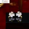 Korea  Fashion Jewelry Exquisite Zircon Opal Four Leaf Clover Flower Earrings Simple Elegant Women's Daily Work Accessories