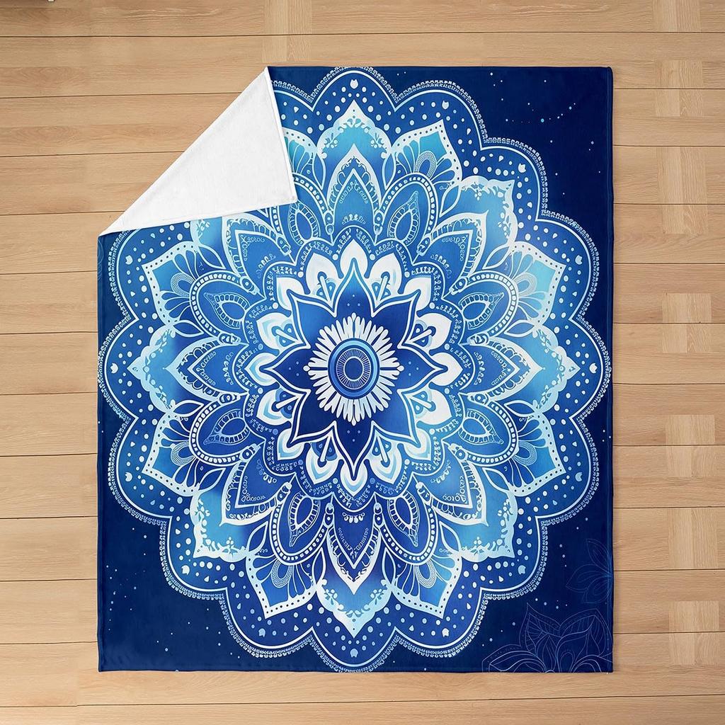 Mandala Throw Blanket Purple Mandala Flannel Throw Blanket for Women Soft Lightweight Air Conditioner Blanket for Bed Sofa Couch