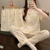 [Three-Piece Set] Party Puppy Pajamas Women'S Summer Cloud Cotton Short-Sleeved Comfortable And Sweet Loungewear