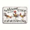 Crazy Chicken Coop Sign Retro Metal Welcome Plaque Funny Farmhouse Perfect For Henhouse Or Kitchen Ideal Farm Gift Wall Decor