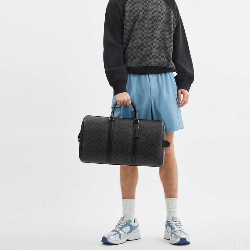 Coach Venturer 45 Логотип Бренда Печать Большая Искусственная Кожа Дорожная Сумка Женская Черная