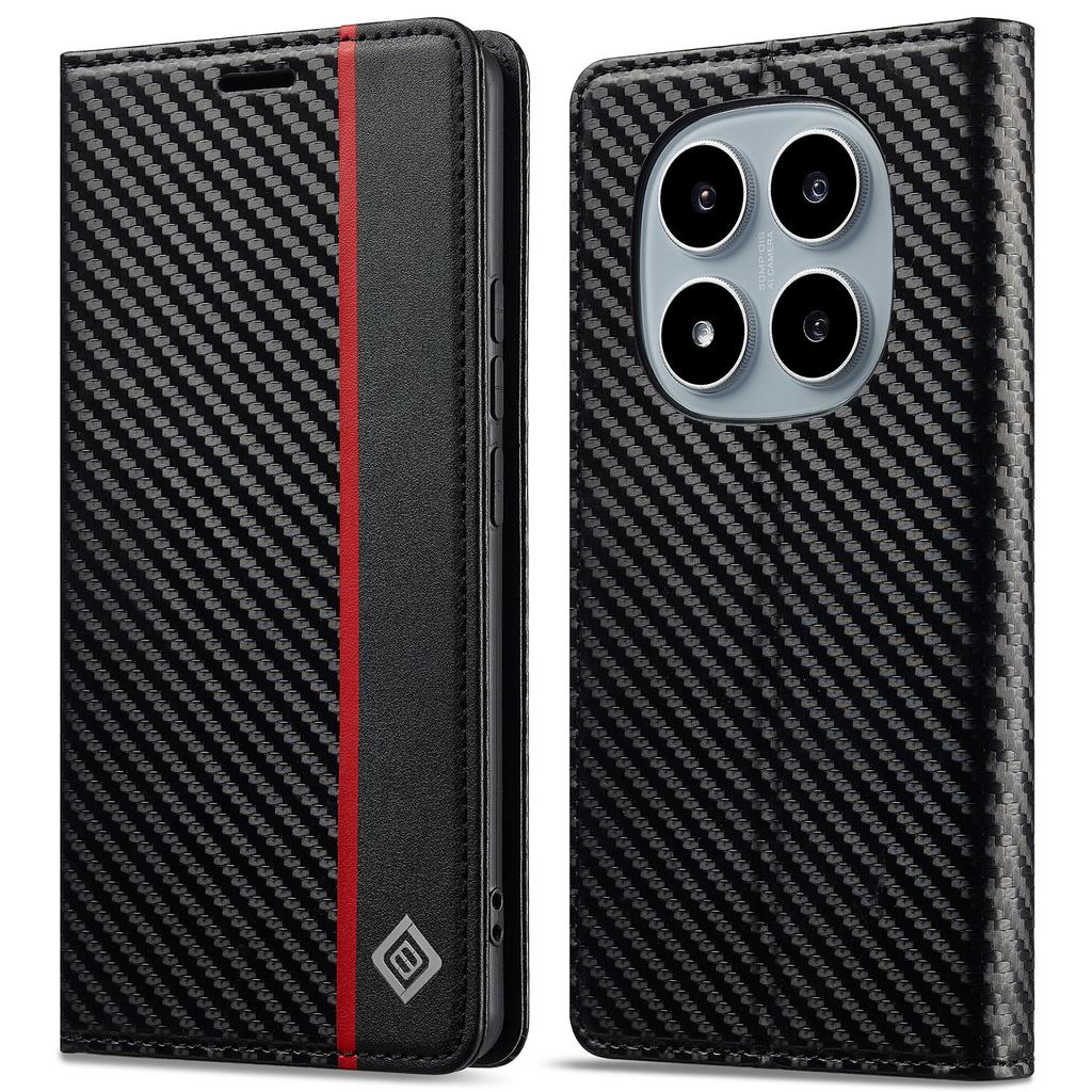 LC.IMEEKE For Xiaomi Redmi Note 15 Pro 4G (Global) Wallet Case Carbon Fiber Texture Leather Phone Cover