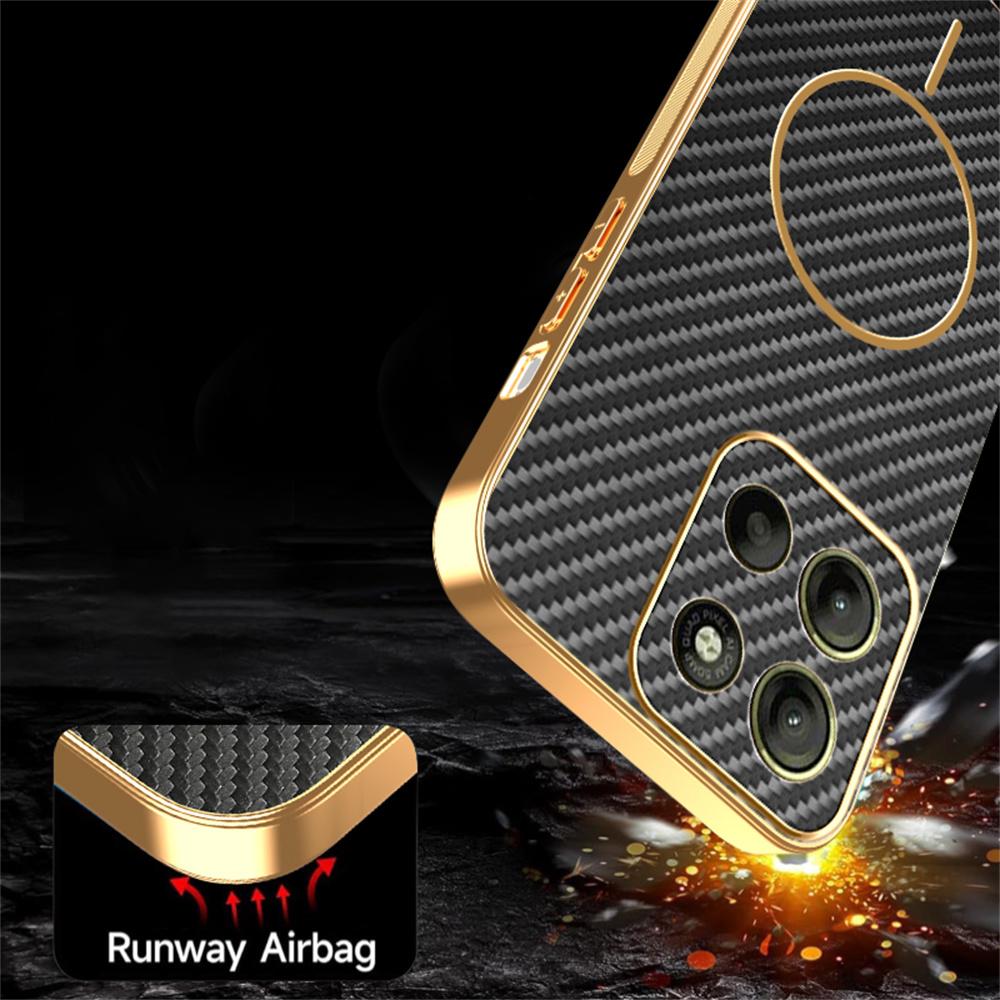 For Motorola Moto G15 4G/G15 Power 4G Phone Case Carbon Fiber Textured Electroplated TPU Back Cover
