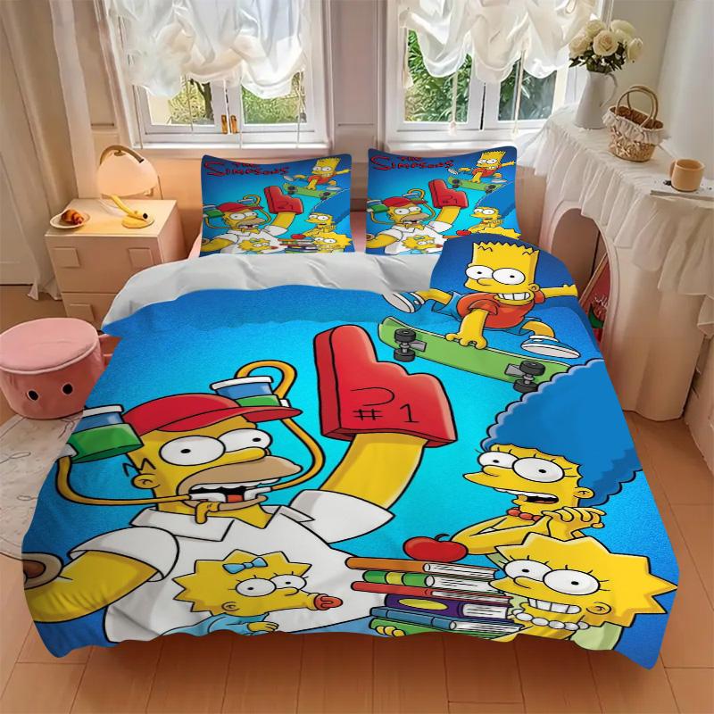 Simpsons Family Celebration Print 3Pcs Bedding Setduvet Cover With 2 Bedropillowcase Home Birthday Gift