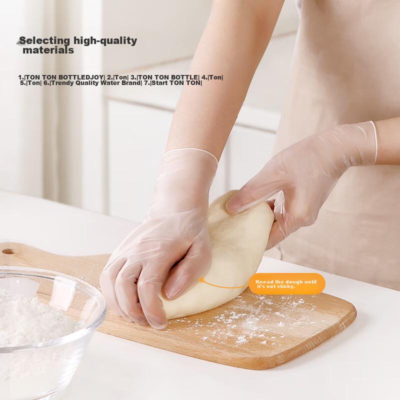 MARYYA Disposable Gloves, 100 Pieces, Large Size PVC Household Kitchen Baking Dishwashing Cleaning Thickened Rubber Gloves