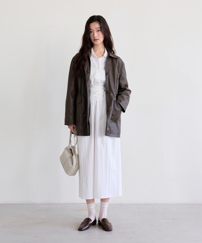 The Ello Feminine Wrap Tie Dress (Ivory)