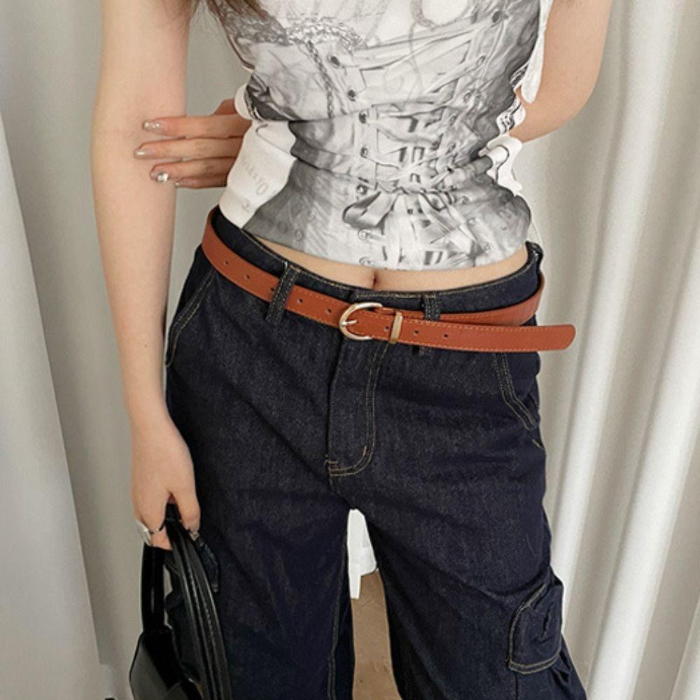 Red/Black Y2k Waist Belt PU Leather Jeans Pants Belt Korean Women's Belt  Daily