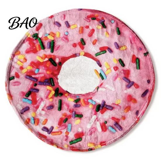 Забавная плед для киноночи Круглый плед-еда, Реалистичный тематический плед 59 дюймов, Новинка, Вафля, Пицца, Буррито, Пончик, Ролл, Мягкий, Уютный, Для дома, Дивана, Кровати, Путешествий