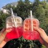 Curling Ice Cube Mold with One-Touch Release Flexible Ice Tray Portable Leak-Proof Water Bottle for Gym Travel Outdoor