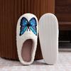 Модные пушистые тапочки с рисунком бабочек, зимние теплые хлопковые тапочки для пар, мужские и женские домашние нескользящие тапочки на плоской подошве