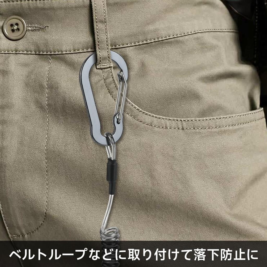 SANLIKE Wire Spring Cord Strap for Stretchable Wire Rope with Carabiner Ring and Coil Prevents and Shimote Rope 3kg Fishing, Strap, Drops, Theft,