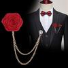 Groom Wedding Brooch Handmade Rose Flower Lapel Pin Men's Suit Brooch