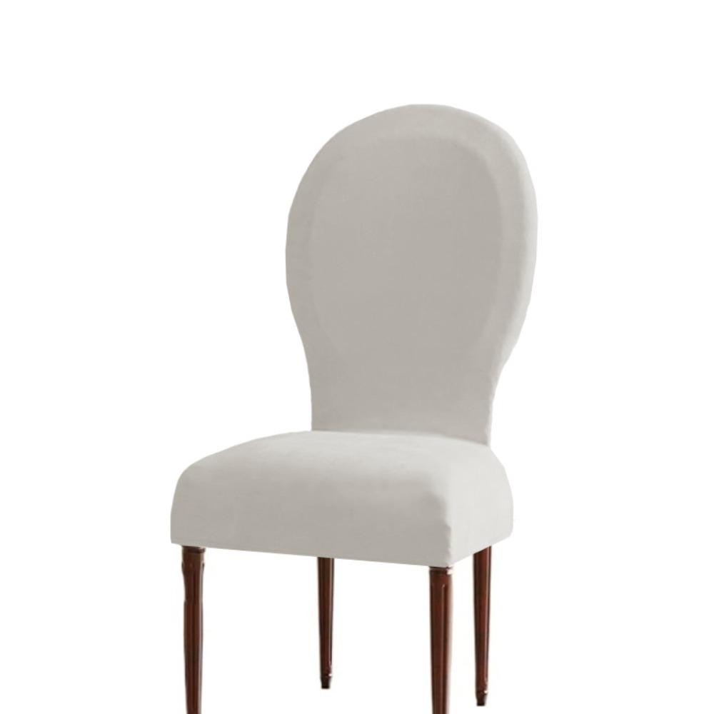 Thickened Velvet Round Back Dining Chair Cover Solid Color Protective Seat Case Hotel
