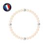 Bracelet - - Genuine Freshwater Cultured Pearl 5-6 Mm - 925 Silver - Elasticated - 18 Cm