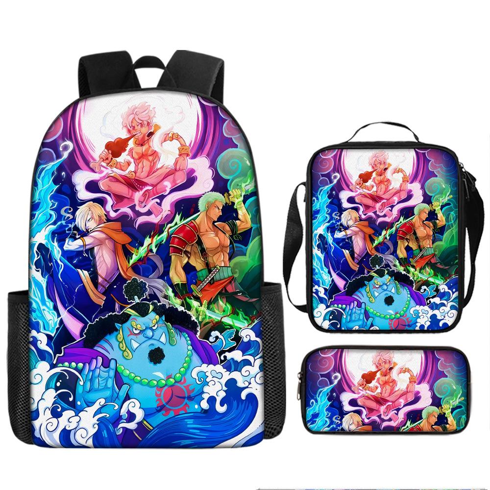 Анимация ONE PIECE школьный рюкзак из трех частей игровой периферийный рюкзак большой вместимости для ученика средней школы для улицы, кампуса, сумка для компьютера