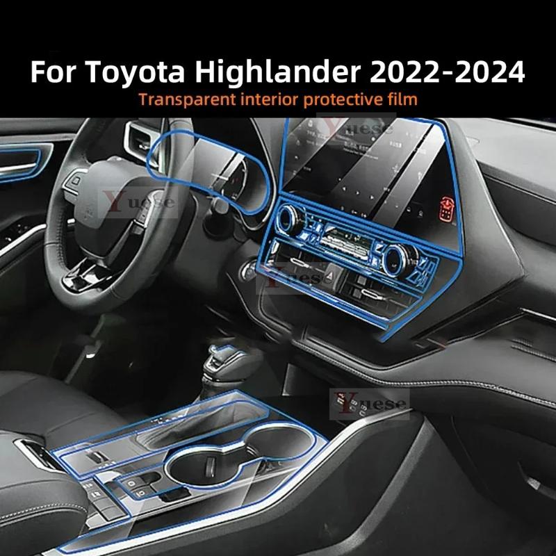 Для Toyota Highlander 2024 Прозрачная TPU пленка для салона Наклейка для защиты панели переключения передач и центральной консоли
