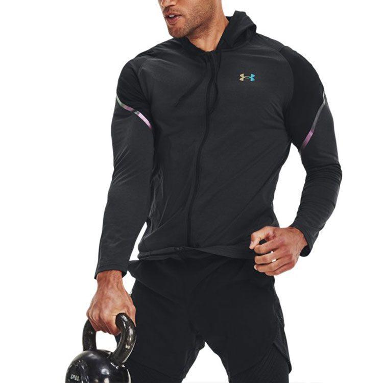 Under Armour Мужская толстовка с капюшоном на молнии RUSH HeatGear Черный 1366170-001