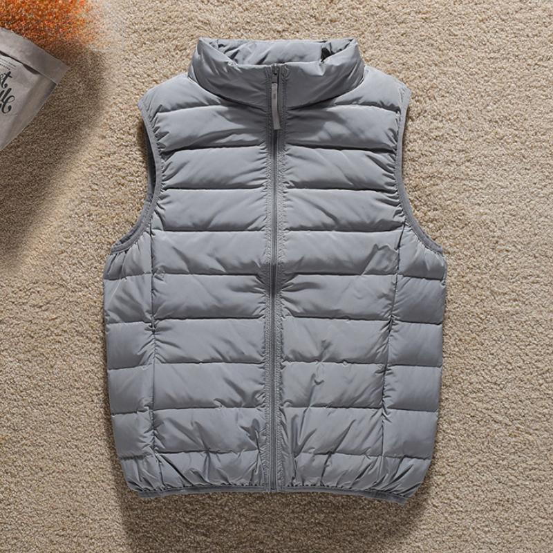 Winter Women’s Solid Lightweight Vest Down Coats Stand Collar Zipper Up Sleeveless Quilted Warm Down Jacket Thicken Loose Vest Short Puffer Jacket