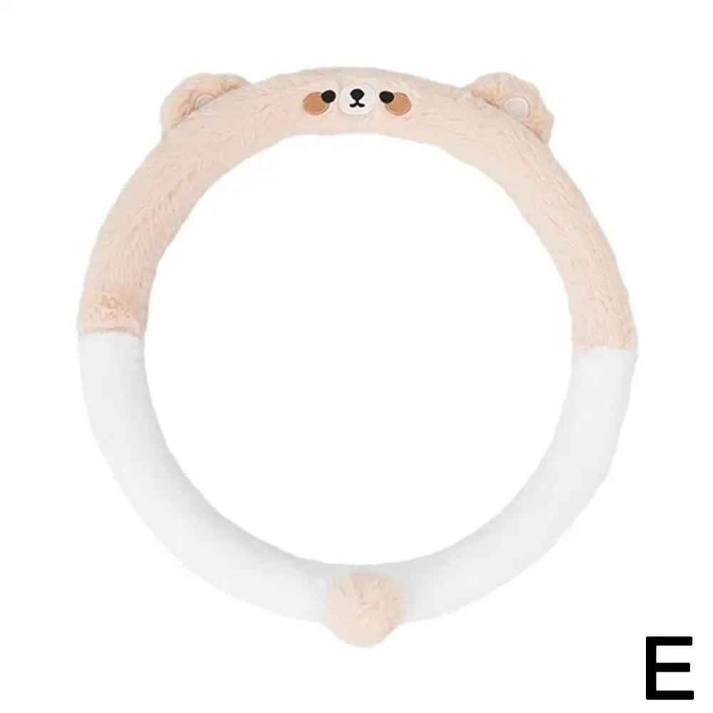 Universal Car Cute Plush Steering Wheel Cover for Women Cute Cartoon Winter Fluffy Cover for Steering Wheel Heating Accesso E0A6