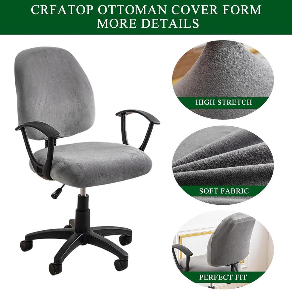 Office Chair Cover Super Soft Velvet Stretch Washable Dustproof Protectors Computer Desk Armless Chair Slipcover