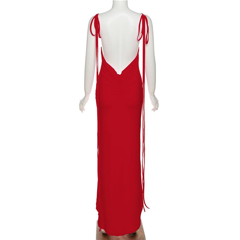 INS Европа и Соединенные Штаты Ветер 2023 Лето Новое женское модное сексуальное платье с лямкой на шее и открытой спиной в облегающем стиле, темпераментное платье на бедрах