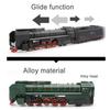 1/87 Scale Class QJ2 No.0001 Gas-Power Locomotive Train Diecast Model Toy,Pull Back Train with Sound and Light for Kids Toddler Gift Collection