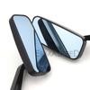 Aluminum Motorcycle Rear View Mirrors Anti-glare Blue Lens Square Convex Side Mirror for Motorcycle Street Bike