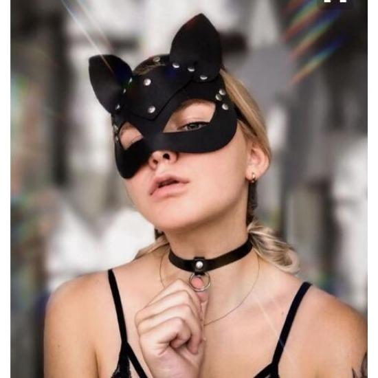 Гламурная королева ночного клуба Кожаная маска для бондажа Пояс-печать Набор наручников